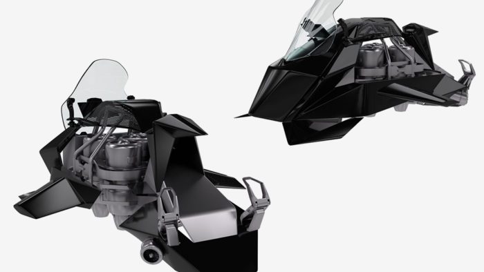 a front and side view of THE SPEEDER, created by JetPack Aviation