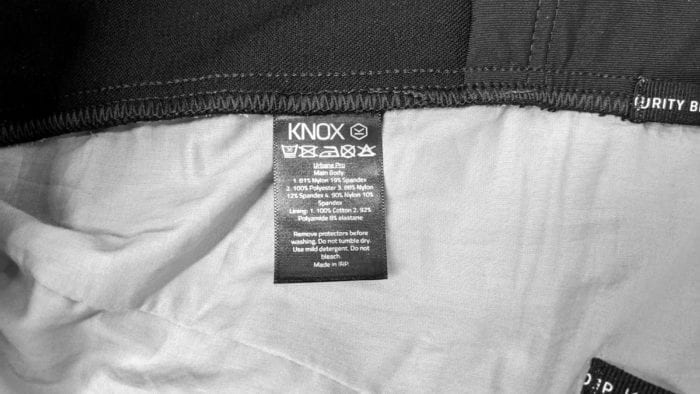 Knox Urbane Pro Mk II Armored Shirt Care Instruction Label