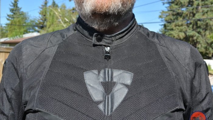 Top front chest view of the Arc Air Mesh jacket, with focus on the zippers