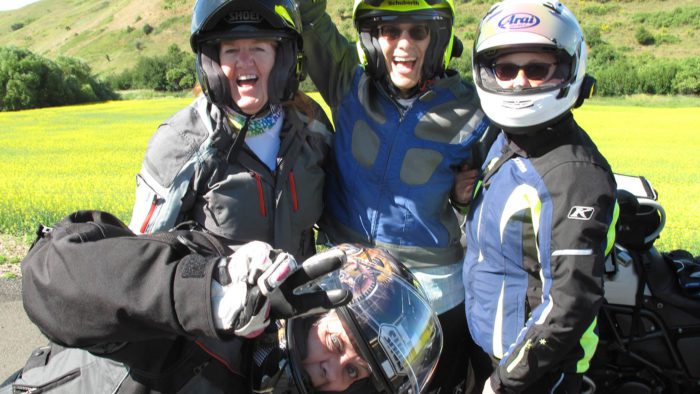 three women ride for the Suffragists Centennial Motorcycle Ride