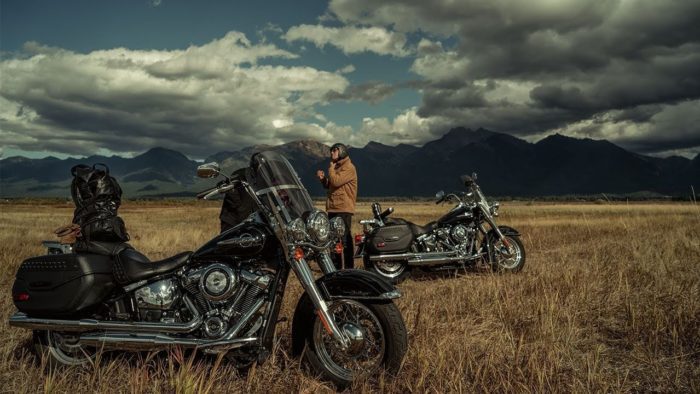 a view of a rider enjoying nature with his Harley Davidson bike