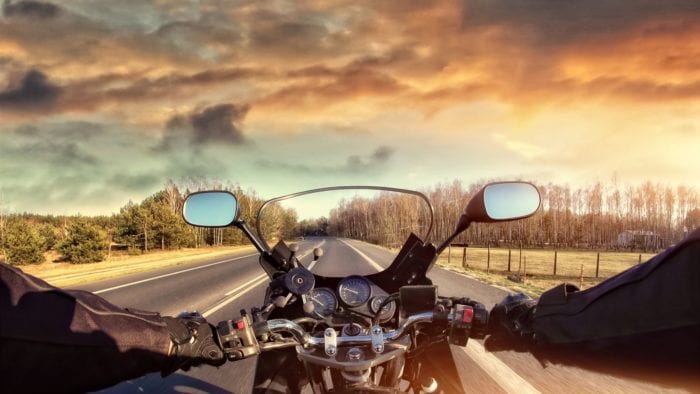 POV: A rider riding into a very pretty sunset