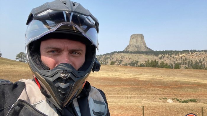 I visited the Devil's Tower in Wyoming while wearing the BMW GS Pure helmet.