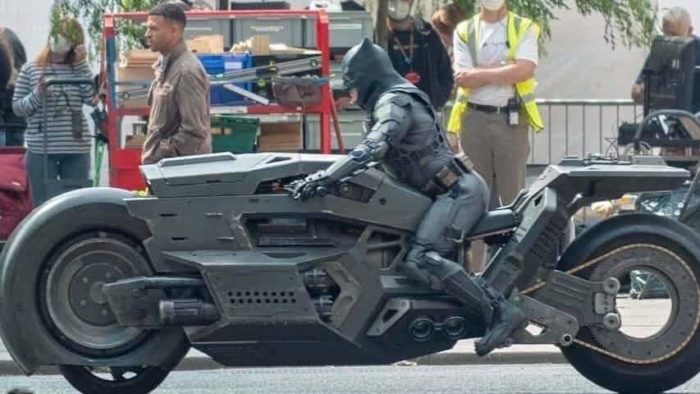 a side view of the new Batcycle from The Flash
