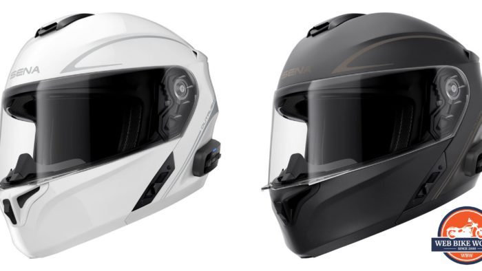 A view of the black and white alternatives for the Outrush R Modular Helmet