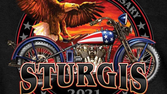 A view of the logo for the 81st annual Sturgis Motorcycle Rally