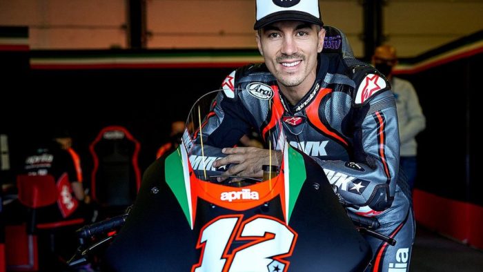 Maverick Vinales with the Aprilia RS-GP on test day