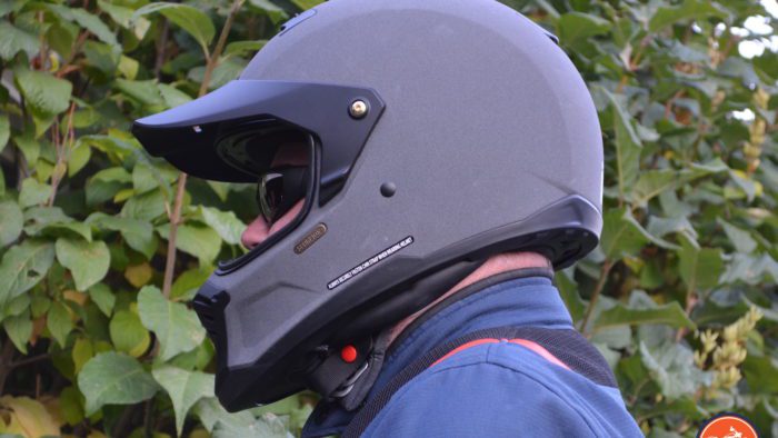 The Scorpion EXO HX1 Helmet; Notice just how high above the chin bar my nose is, and how my eyes are dead set in the middle of the visor port (Bertram)