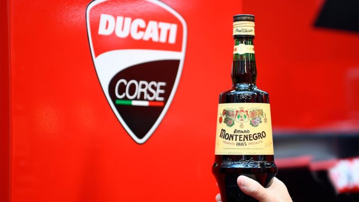A view of the Ducati Corse and Amaro Montenegro collaboration in support of the "Don't Drink and Ride" campaign