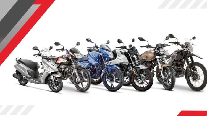 A side view off the Hero Motorcorp Bike lineup
