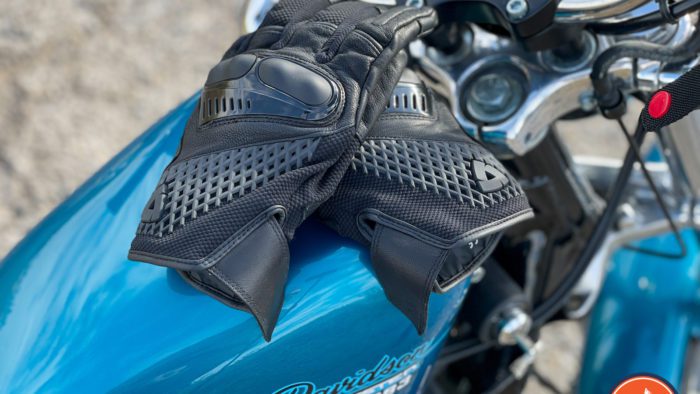 Rev'it Echo Gloves on the Harley Sportster Peanut tank