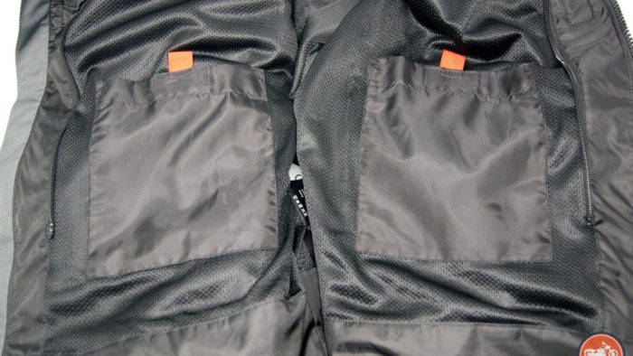 Close-up of liner pockets on Richa Airstorm WP Jacket