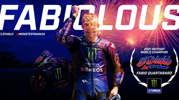 A poster of Fabio Quartararo, winner of the 2021 MotoGP Championship