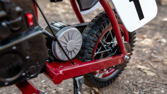 A view of the motor on the new sFTR Mini motorcycle from Indian Motorcycles - an electric-youth bike available to the smaller riding community