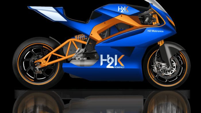 A view of the hydrogen motorcycle from H2 Motronics