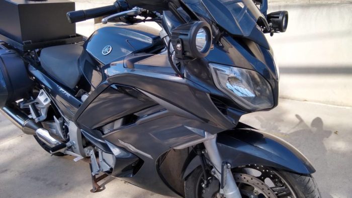 A view of the 2015 Yamaha FJR1300 taken through a record-breaking 32 hours at the Cannonball Baker Sea-To-Shining-Sea Memorial Trophy Dash, completed by an Alex Jones. Media: Gleaned from his Craigslist post, since he is selling the motorcycle.