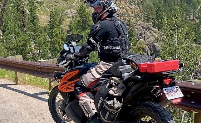 Author riding his KTM 790 Adventure at Needles in South Dakota
