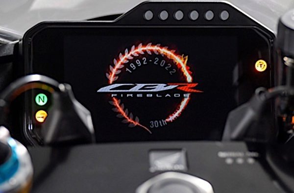 The TFT Dash with commemorative graphic ring for Honda's 30th Anniversary Limited Edition CBR1000RR-R Fireblade SP