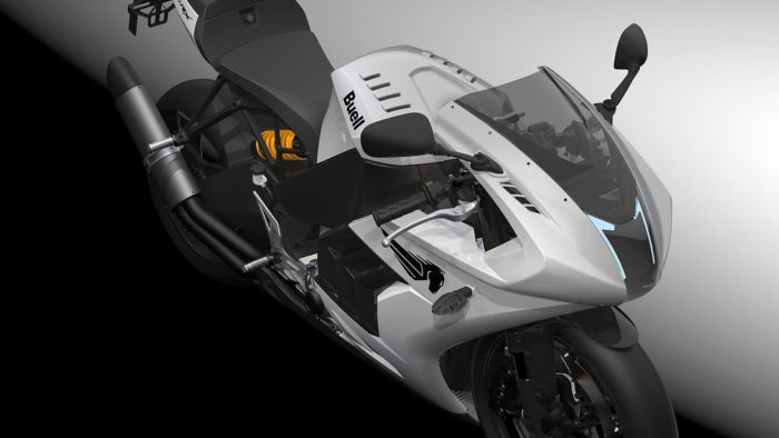 A side view of Bauell's new Hammerhead supersport motorcycle, available today with the Buellvana® Reservation System