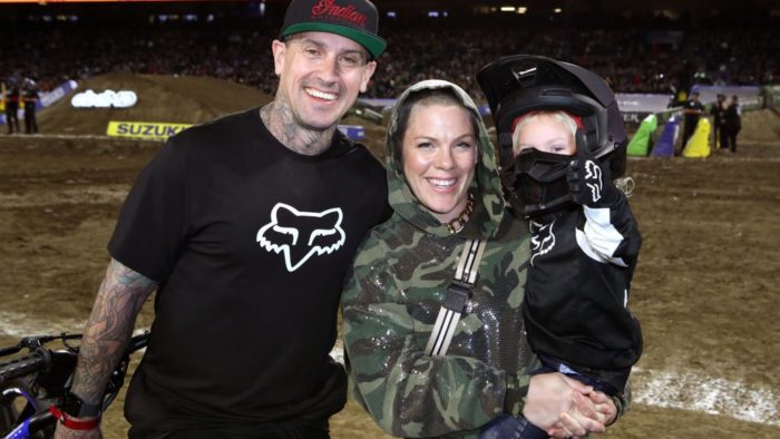 Freestyle Motocross Icon Carey Hart with his wife - Pink - and kids