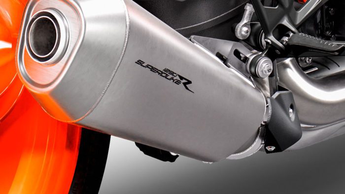 A view of the exhaust on the all-new 2022 KTM Super Duke R EVO