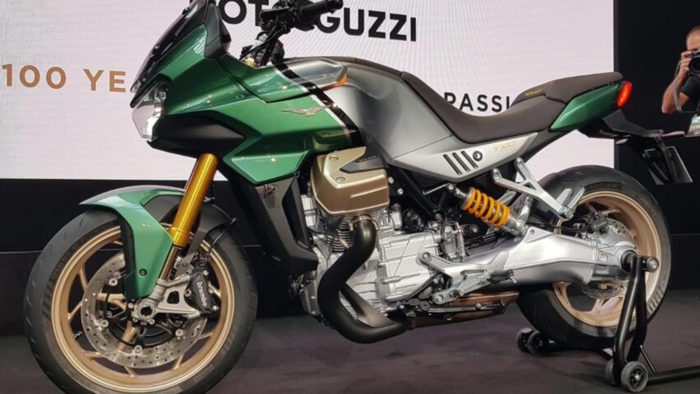 A view of the all-new Moto Guzzi V100 Mandello at 2021 EICMA