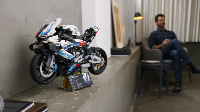 A view of the new LEGO Technic kit for BMW Motorrad's M 1000RR