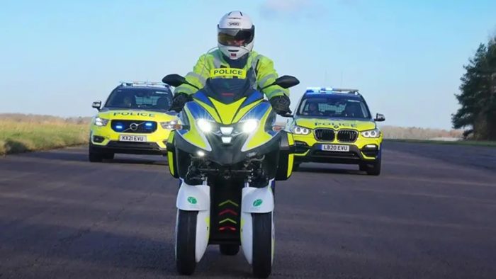 A view of the WMC300FR: a hybrid scooter courtesy of WMC that boasts both hybrid energy and their patented "V-Air" technology