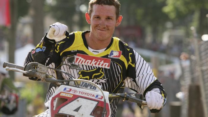 A view of Ricky Carmichael heading in on his machine