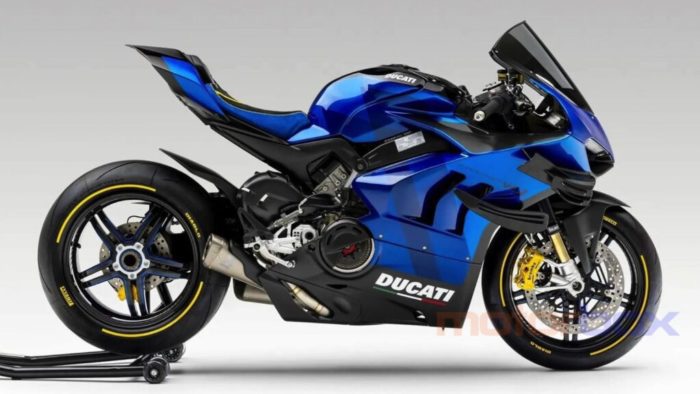 A view of the "Superleggera SVJ" - a pilot project from Ducati Newport Beach that takes inspiration from the Lamborghini Aventador SVJ