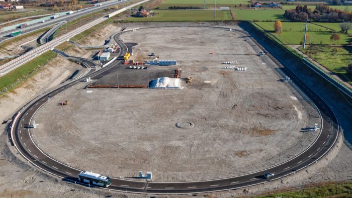 A view of the "Arena of the Future" - an electric charging highway in Italy currently undergoing test phase
