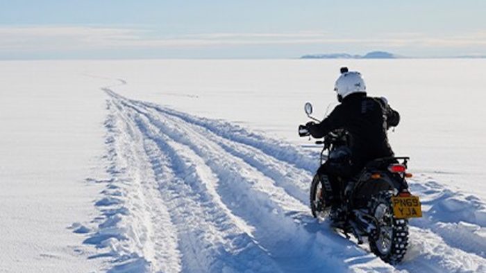 A view of #90South - an expedition to the South Pole led by Royal Enfield's bike team on two himalayans