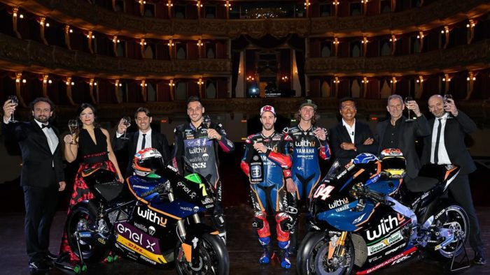 A vie of the new MotoGP machines that the WithU Yamaha RNF Team will be riding for the 2022 season in both MotoGP and MotoE classes