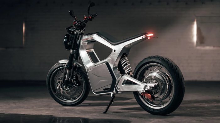 A view of an electric motorcycle used to describe the potential state of the electric industry when pertaining to low-voltage chargers