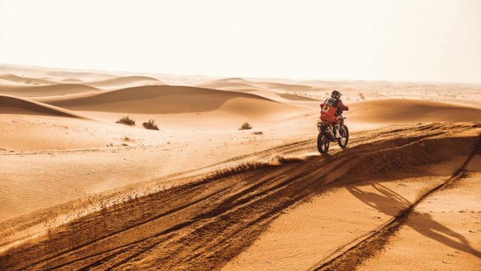 A view of the proceedings at the 2022 Dakar Rally