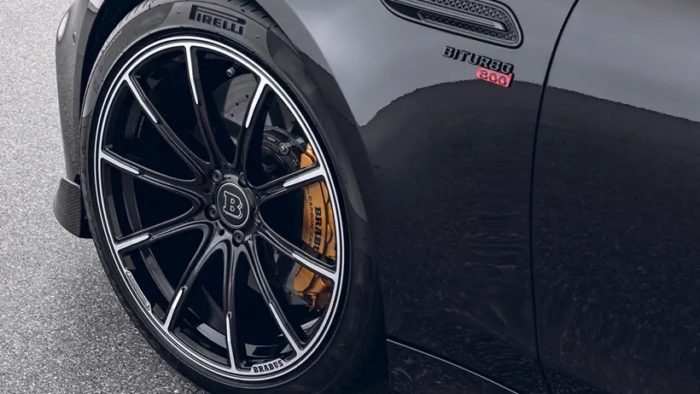 A wheel-based view of a car that has been tuned by Brabus