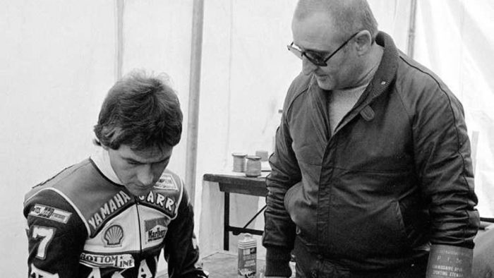 A view of Hans Bahmer getting ready to race