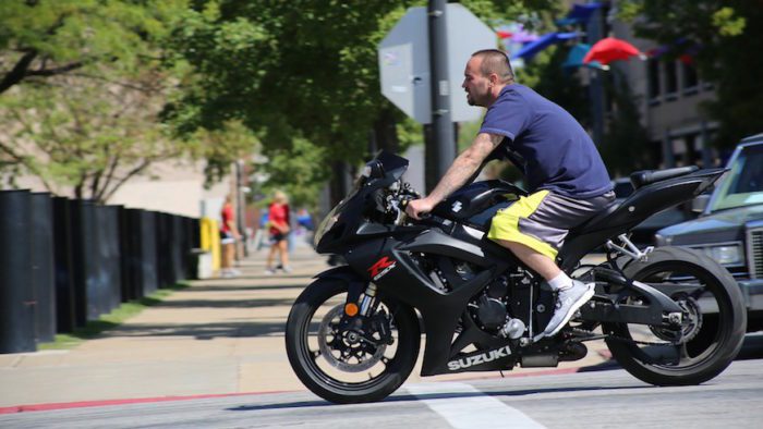 A side view of a rider