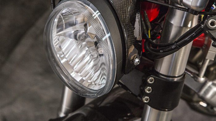 A view of the 2003 Ducati Monster 1000 courtesy of XTR Pepo that was outfitted to the extreme for both the road and the track