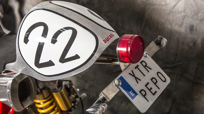 A view of the 2003 Ducati Monster 1000 courtesy of XTR Pepo that was outfitted to the extreme for both the road and the track