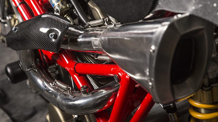 A view of the 2003 Ducati Monster 1000 courtesy of XTR Pepo that was outfitted to the extreme for both the road and the track