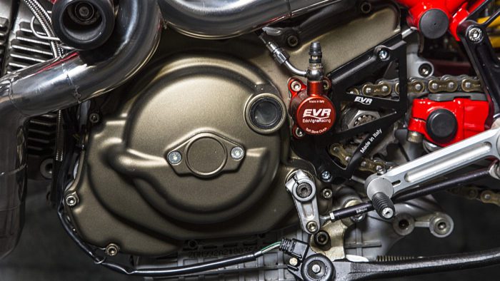 A view of the 2003 Ducati Monster 1000 courtesy of XTR Pepo that was outfitted to the extreme for both the road and the track