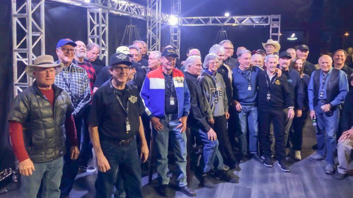 A view of the hot shoe Hall of fame industry event that had more than 80 inductees as well as various spokespeople and icons of the motorcycle community