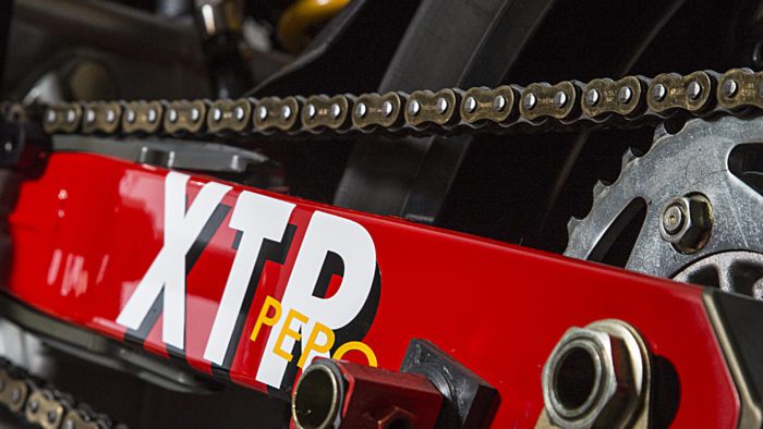 A view of the 2003 Ducati Monster 1000 courtesy of XTR Pepo that was outfitted to the extreme for both the road and the track