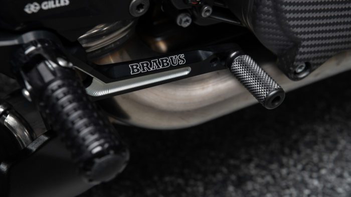 A view of the KTM Brabus 1300 R - the result of a partnership with German Auto Performance brand Brabus and Austrian motorbike brand KTM