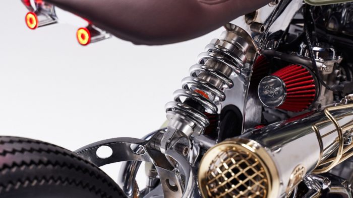 A view of Jade - Tamara's 100th motorcycle, offered on auction at no reserve