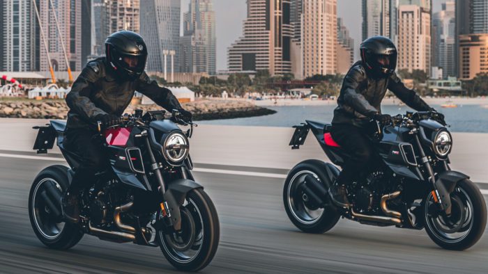 A view of the Brabus 1300 R motorcycle, courtesy of KTM and Brabus