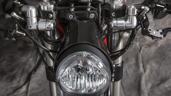 A view of the 2003 Ducati Monster 1000 courtesy of XTR Pepo that was outfitted to the extreme for both the road and the track