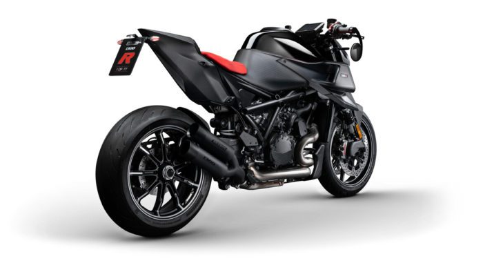 A view of the KTM Brabus 1300 R - the result of a partnership with German Auto Performance brand Brabus and Austrian motorbike brand KTM