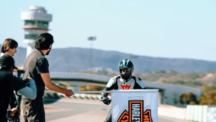 A view of the Sportster S punching through a country endurance record in Jaipur